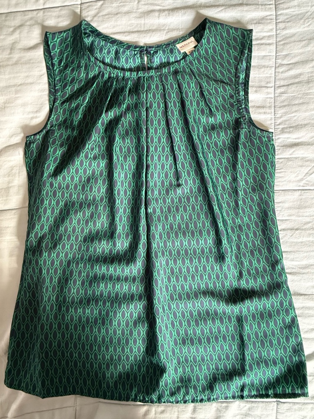 Merona Green & Navy Geometric Sleeveless Camisole